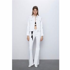 Zara White Fitted Jean Jacket